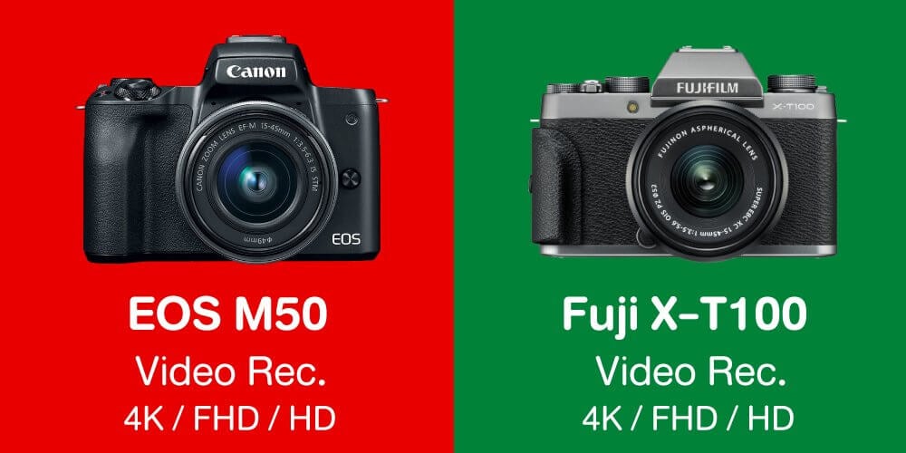 เปรียบเทียบ : Canon EOS M50 vs Fujifilm X-T100