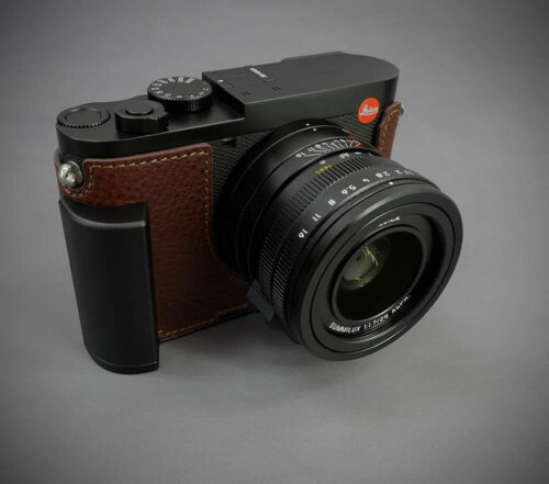 LIMs Design (LC-Q2DBR) Italian Leather half Case with AL-6061 for Leica Q2-Brown
