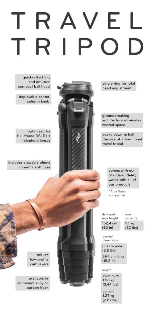 Peak Design Carbon Fiber Travel Tripod-Zoomcamera Peak Design Carbon Fiber Travel Tripod-Zoomcamera