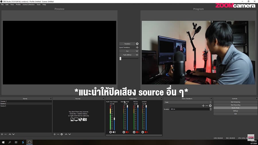 How to ต่อกล้องไลฟ์สด Facebook สวย ๆ ด้วยกล้อง Mirrorless ผ่านโปรแกรมฟรี OBS Studio 27 OBS 5