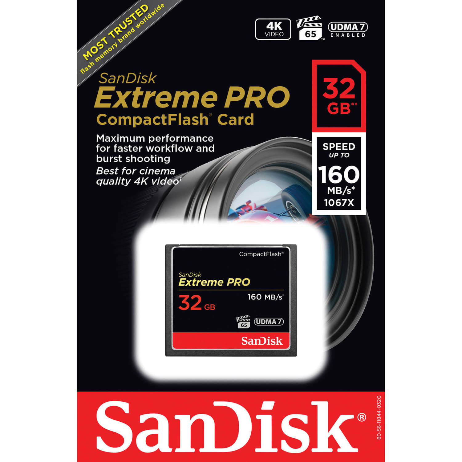 Sandisk (SDCFXPS-032G-X46)-4K Extreme Pro CF 32 GB 160/1067X