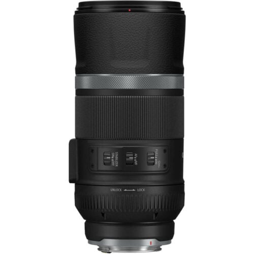Canon RF 600mm f/11 IS STM Lens (ประกันศูนย์) 6 ชิ้นเลนส์ 10 ชิ้น จัดเป็น 7 กลุ่ม (มีชิ้นเลนส์ DO) ระยะโฟกัสใกล้สุด 4.5 เมตร อัตราขยายสูงสุด 0.14x กันสั่นในตัวชดเชยความเร็วชัตเตอร์ต่ำกว่าปรกติได้ 5.0 สตอป ฟิลเตอร์ 82 มม. ขนาด 93 x 199.5 มม. (269.5 มม. ขณะใช้งาน) น้ำหนัก 930 กรัม