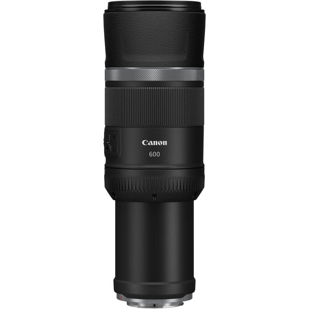 Canon RF 600mm f/11 IS STM Lens (ประกันศูนย์) 28 ชิ้นเลนส์ 10 ชิ้น จัดเป็น 7 กลุ่ม (มีชิ้นเลนส์ DO) ระยะโฟกัสใกล้สุด 4.5 เมตร อัตราขยายสูงสุด 0.14x กันสั่นในตัวชดเชยความเร็วชัตเตอร์ต่ำกว่าปรกติได้ 5.0 สตอป ฟิลเตอร์ 82 มม. ขนาด 93 x 199.5 มม. (269.5 มม. ขณะใช้งาน) น้ำหนัก 930 กรัม