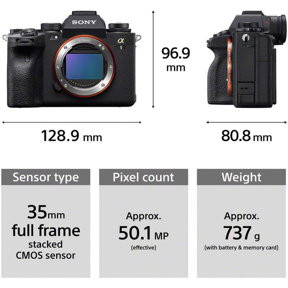 Sony Alpha 1 A1 size