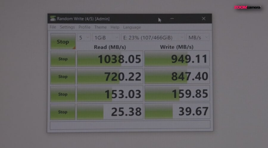 Sandisk Extreme Portable SSD V.2 crystal test speed