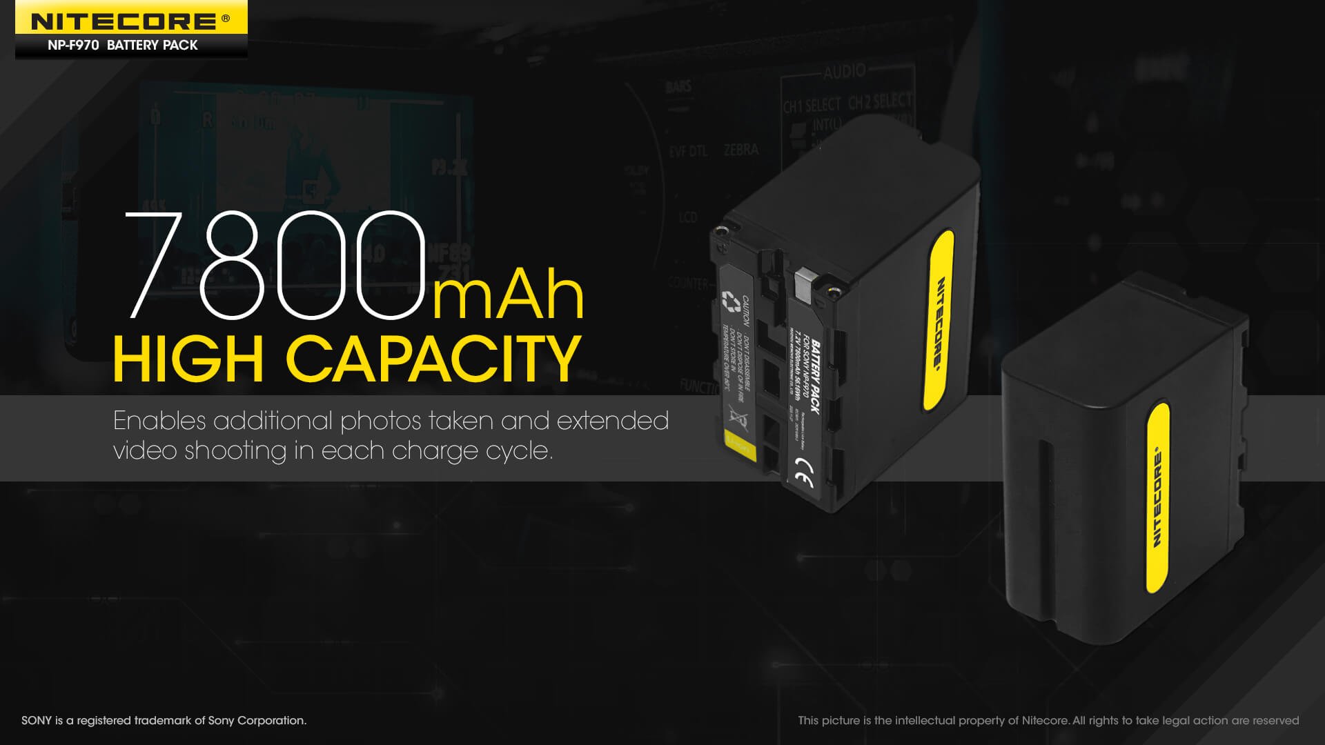 Nitecore Battery NP-F970 7,800mAh 7.2V for Sony Video Cameras