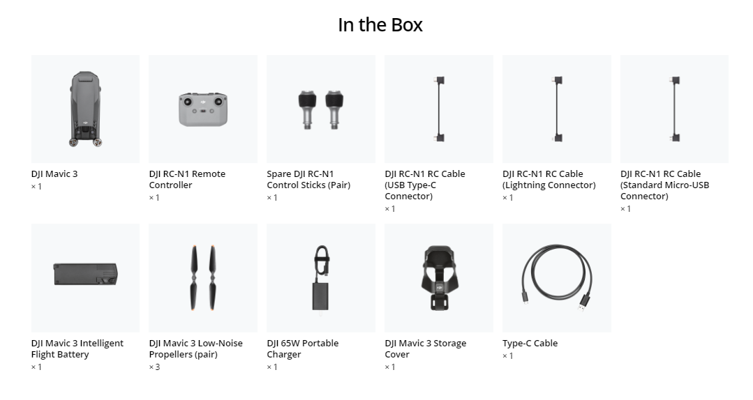 อุปกรณ์ในกล่อง DJI Mavic 3 Standard