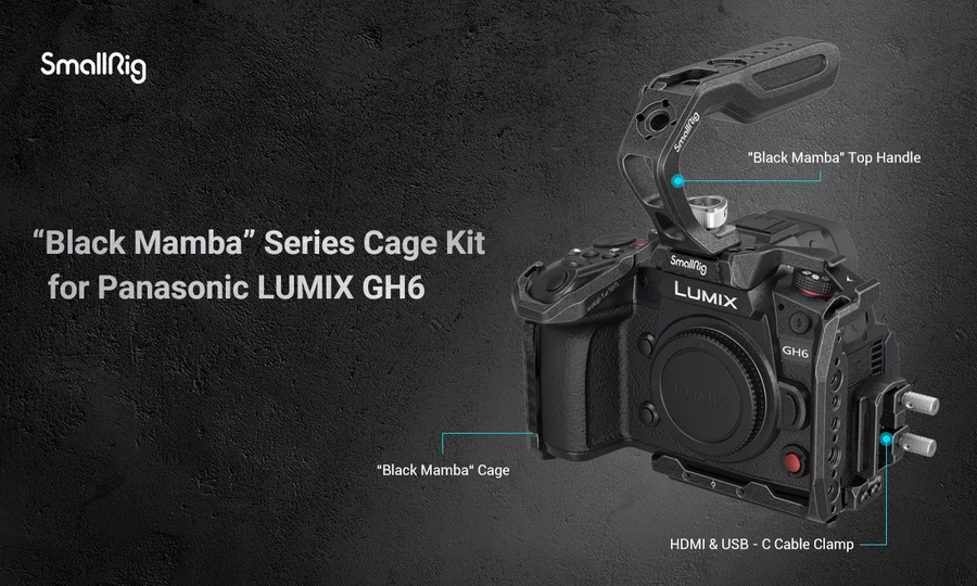 SmallRig 3441 Black Mamba Series Camera Cage with Top Handle for Panasonic Lumix GH6