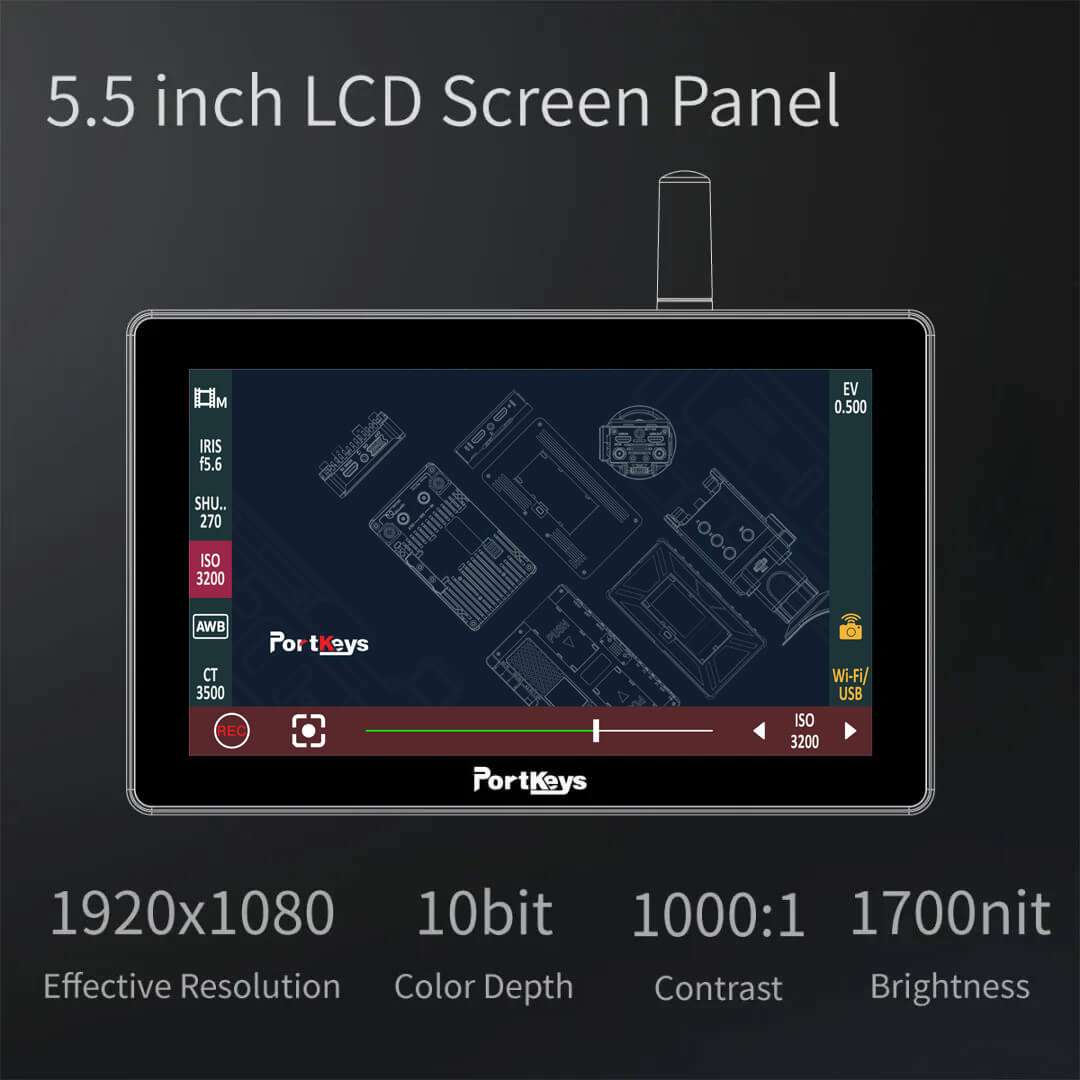 PORTKEYS LH5P 5.5" 4K HDMI Touchscreen Monitor with Camera Control for BMPCC/URSA Mini/BMPCC 6K/4K