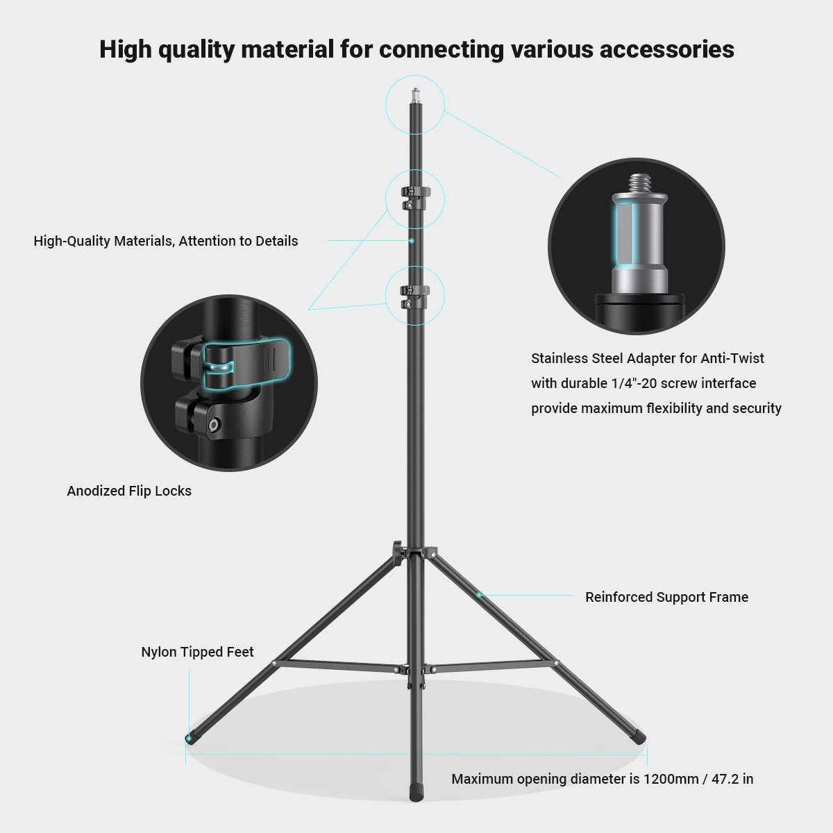 SmallRig RA-S280A Air-cushioned Light Stand with Arm 3737 Detail