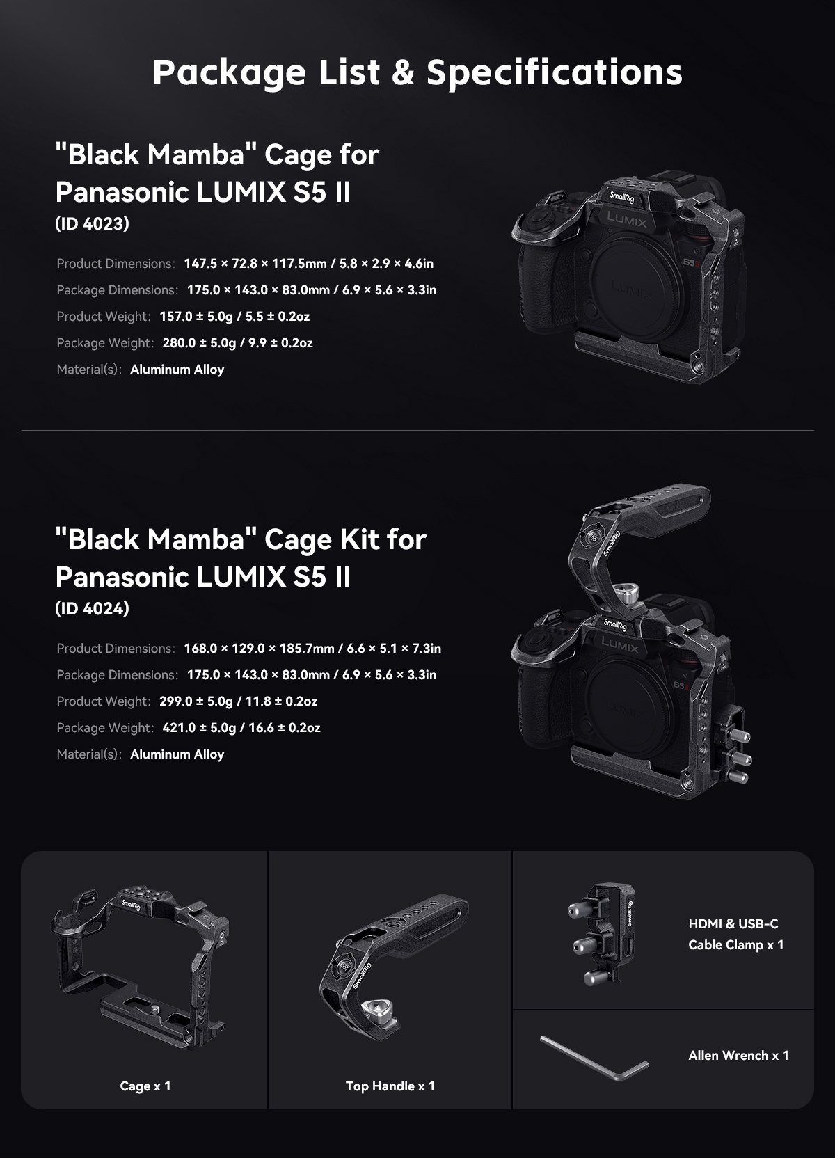 SmallRig - 4023 “Black Mamba” Cage for Panasonic LUMIX S5 II Detail