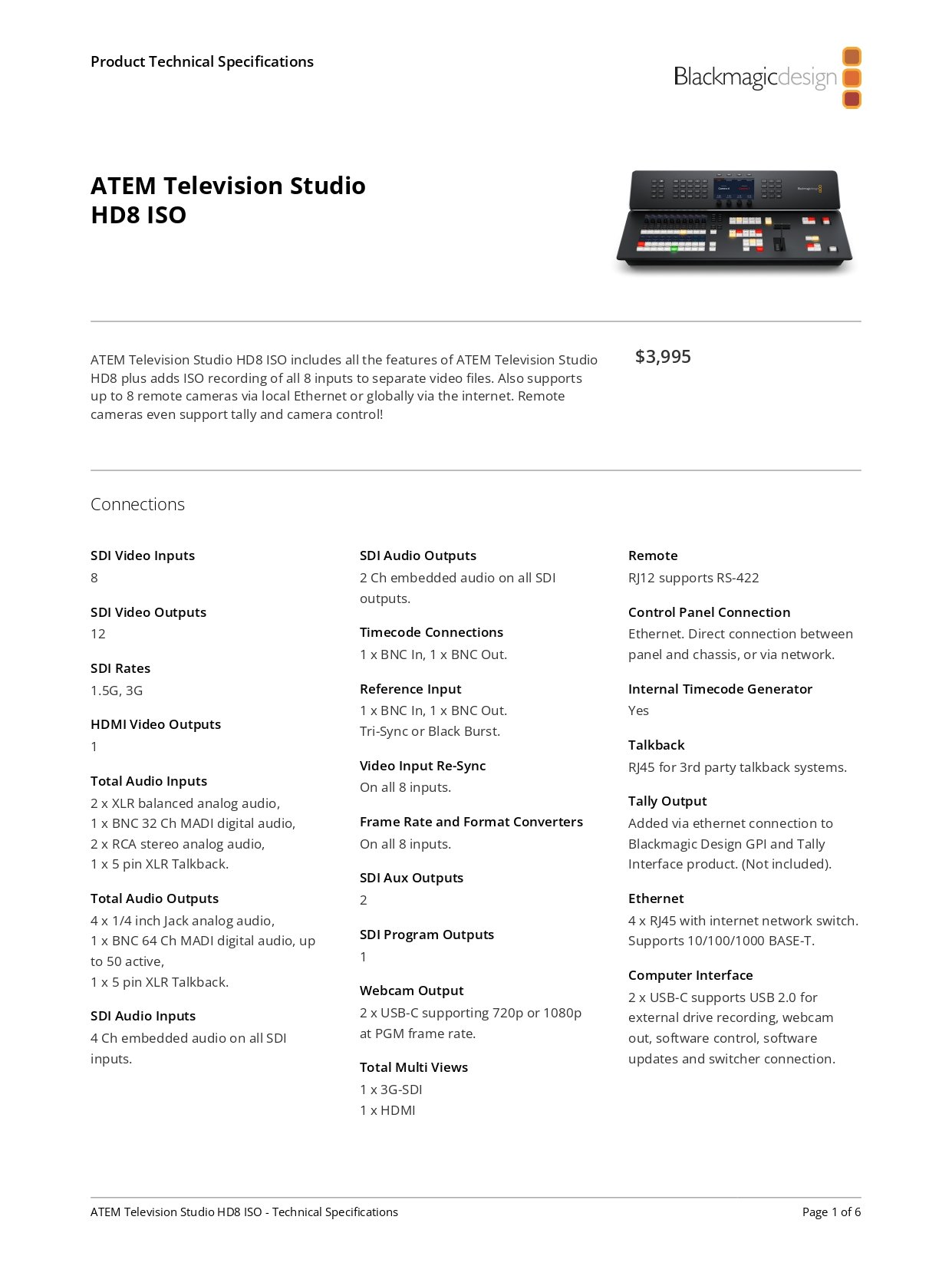 Blackmagic Design ATEM Television Studio HD8 ISO