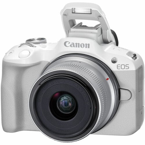 Canon EOS R50 Mirrorless Camera with 18-45mm Lens (White)