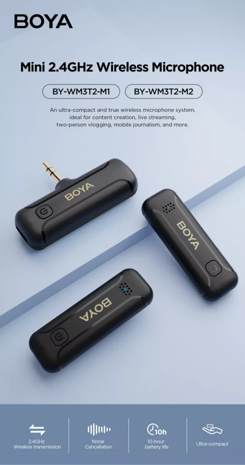 Boya BY-WM3T2-M1 / M2 Mini 2.4GHz Wireless Microphone (ประกันศูนย์ 2 ปี) 6 Boya BY-WM3T2-M1 M2 Mini 2.4GHz Wireless Microphone