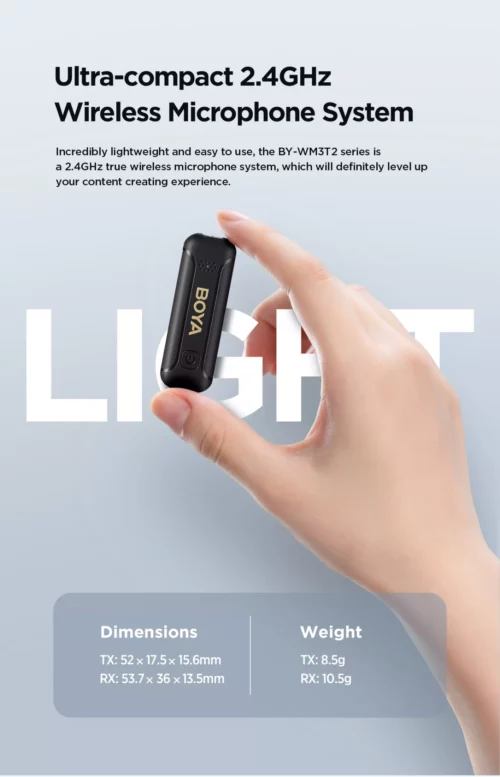 Boya BY-WM3T2-M1 / M2 Mini 2.4GHz Wireless Microphone (ประกันศูนย์ 2 ปี) 7 Boya BY-WM3T2-M1 M2 Mini 2.4GHz Wireless Microphone