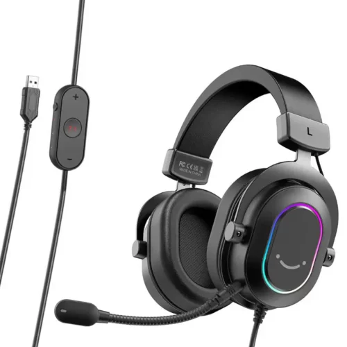 FIFINE H6 USB Headset with 24-Bit, 7.1 Surround Sound, EQ Modes, RGB, Volume & Mute Control, Detechable Mic