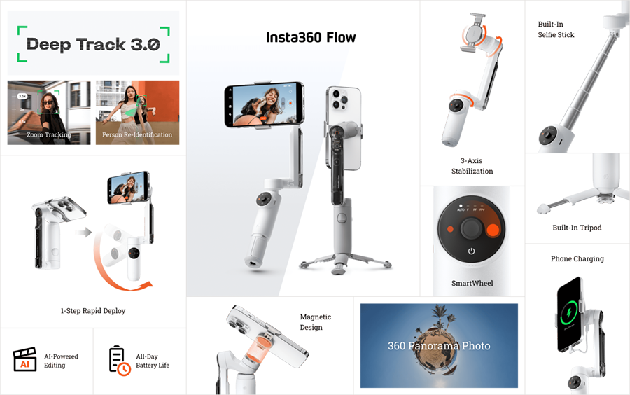 รีวิว Insta360 flow กิมบอลมือถืออัจฉริยะ ใช้เทคโนโลยี AI จับหน้า จับวัตถุ มีขาตั้งในตัว เล็ก เบา พกพาง่าย 9 Insta360 flow feature overview