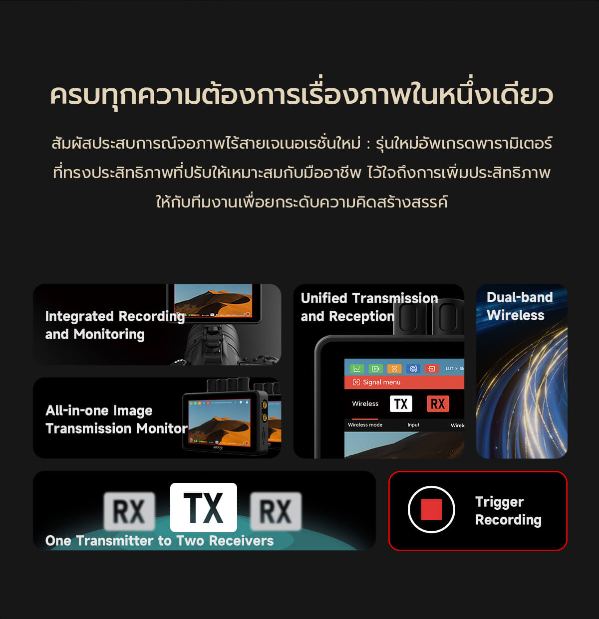 Vaxis Atom A5 5.5" Wireless RX/TX HDMI Monitor (ประกันศูนย์) 18 Vaxis Atom A5 5.5 Wireless RXTX HDMI Monitor