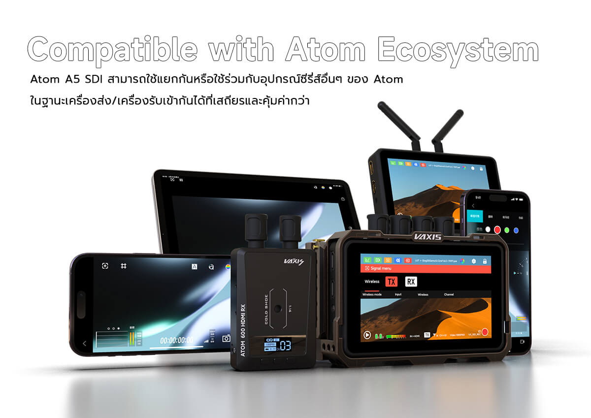 Vaxis Atom A5 5.5" Wireless RX/TX HDMI Monitor (ประกันศูนย์) 30 Vaxis Atom A5 5.5 Wireless RXTX HDMI Monitor