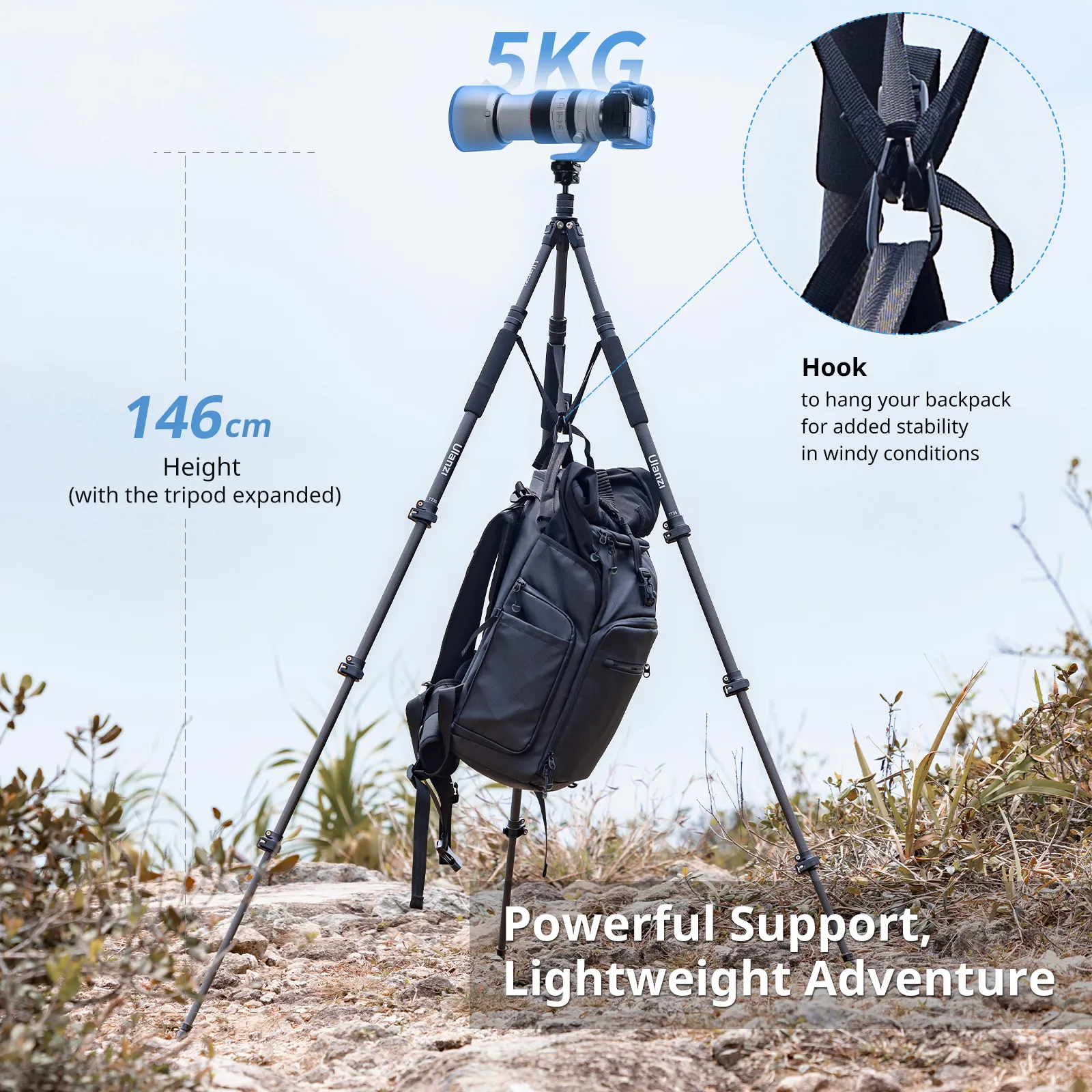 Ulanzi TT35 Hiking Stick Tripod 4 Ulanzi TT35 Hiking Stick Tripod Kit