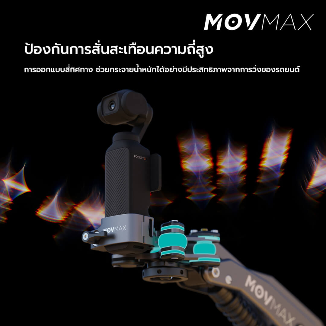 Movmax Blade Arm อุปกรณ์ช่วยยึดกล้องติดกับรถถ่าย Rolling Shot สำหรับ DJI Osmo Pocket 3 จากค่าย Vaxis 12 Movmax Vibration Isolator