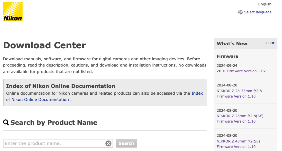 Nikon ปล่อย NEF Codec และ NRW Codec Ver.ใหม่ สำหรับ Windows 2 Nikon Download Center
