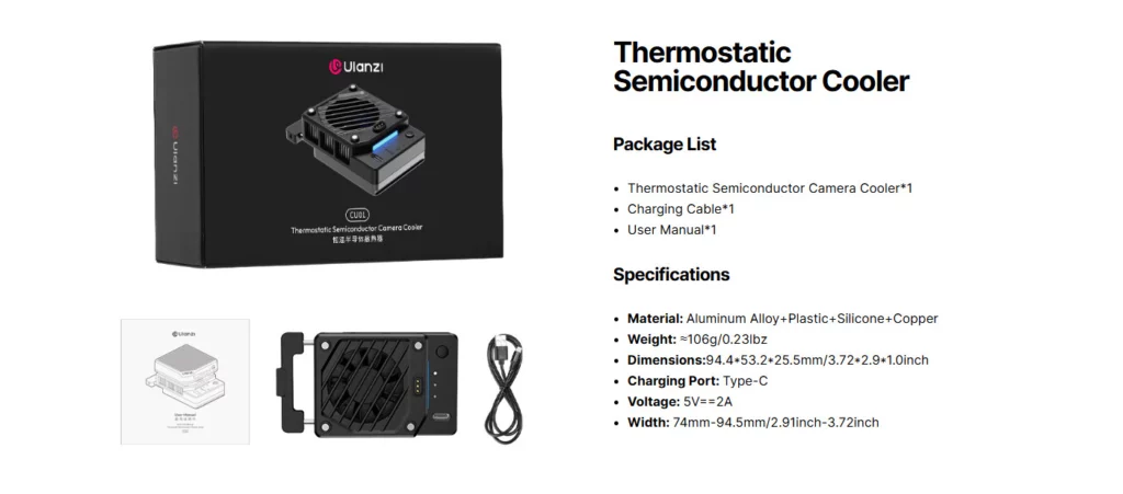 Ulanzi CU01 Thermostatic Semiconductor Camera Cooler Kit