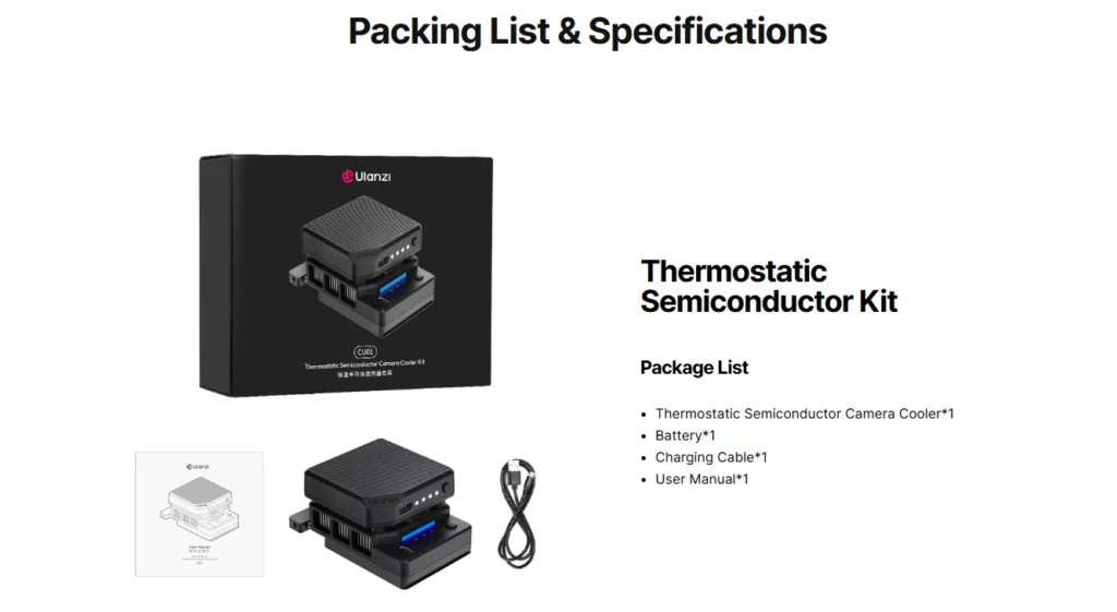 Ulanzi CU01 Thermostatic Semiconductor Camera Cooler Kit
