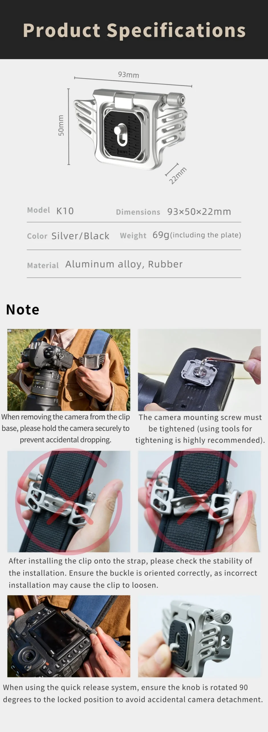 HEIPI Camera Backpack Clip K10