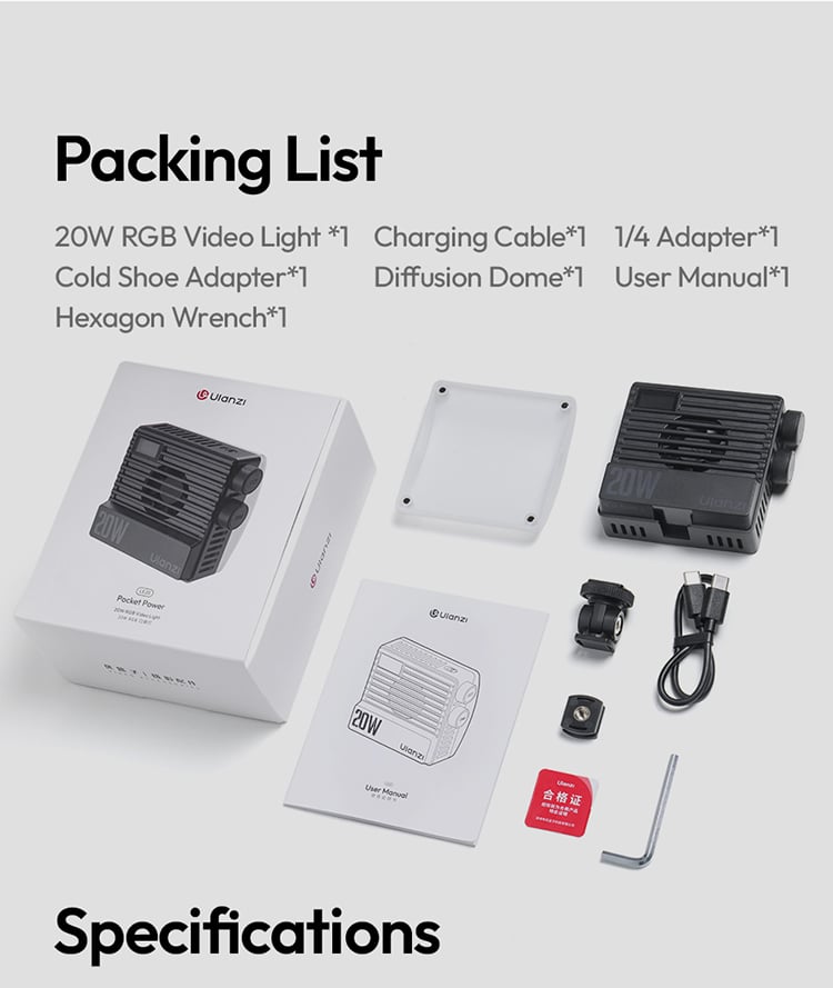 Ulanzi LE20 20W RGB Pocket Light 15
