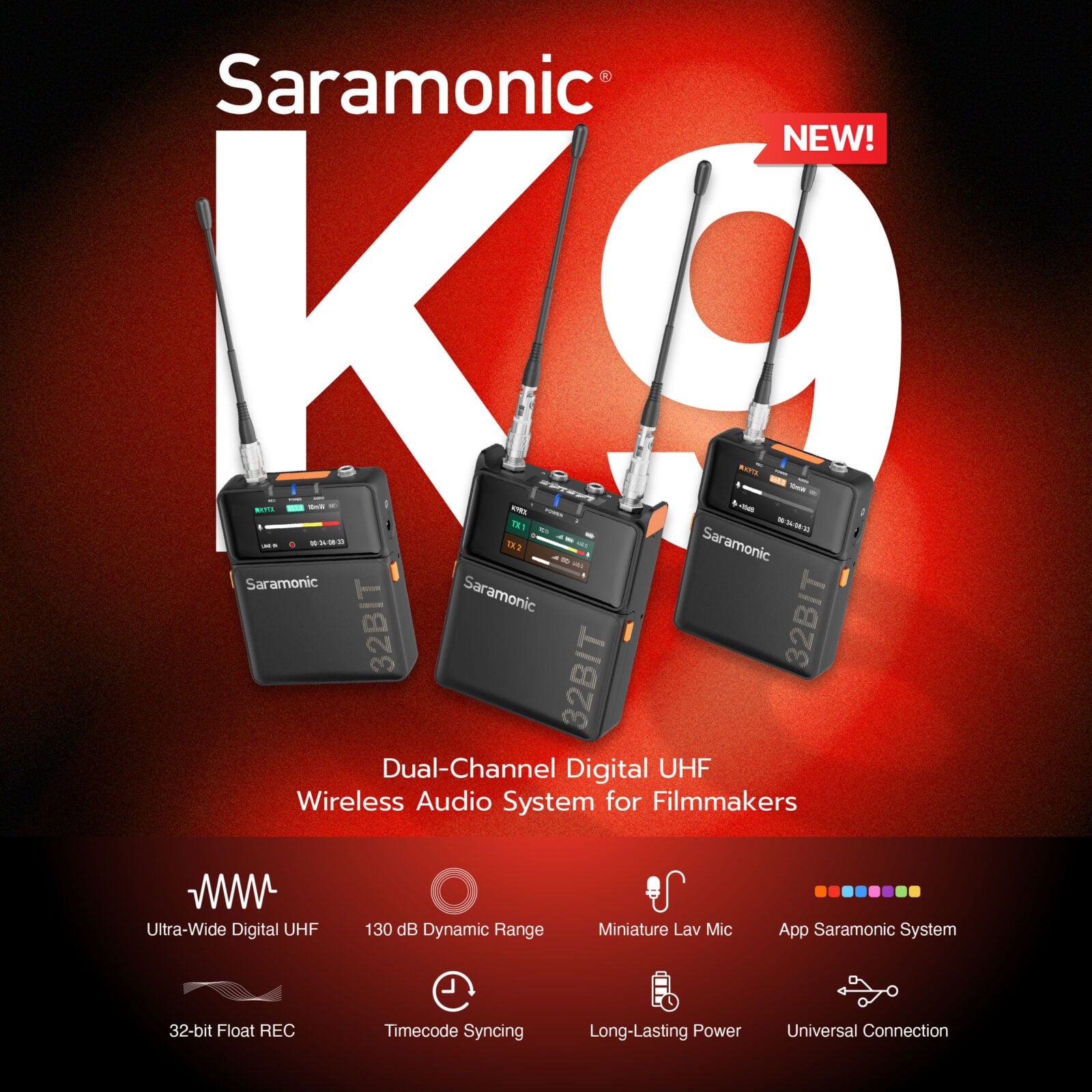 Saramonic K9 Dual-Channel Digital UHF Wireless Audio System 21 Saramonic K9 Dual-Channel Digital UHF Wireless Audio System