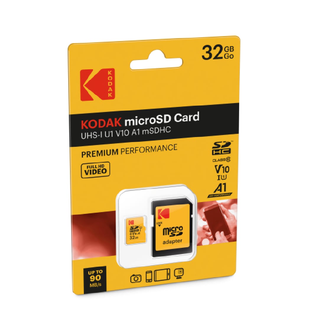 Kodak MicroSDHC 32GB U1 V10 UHS-I (90MB/s) 12 Kodak MicroSDXC 32GB U1 V10 UHS-I (90MB/s)