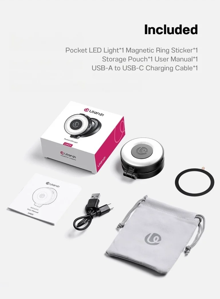 Ulanzi LM23 LED Mobile Phone MagSafe Fill Light ไฟ LED พกพา MagSafe ติดมือถือ Black 17 Ulanzi LM23 LED Mobile Phone MagSafe Fill Light